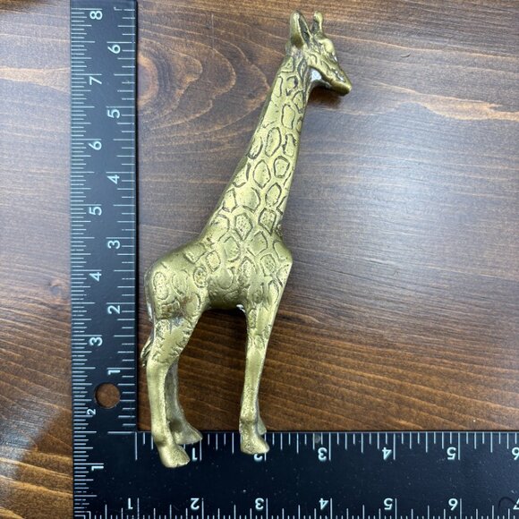 Vintage Brass Giraffe Family Trio MCM Animal Figurines Hollywood Regency Brass - Picture 13 of 13